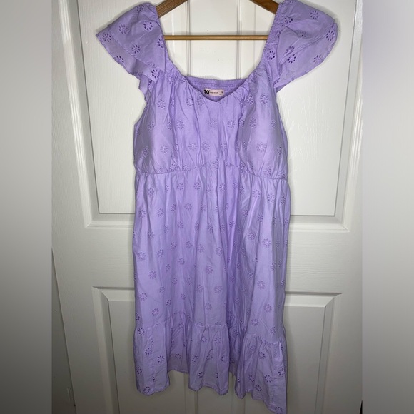 NWT SO Juniors Plus 1X Lavender Flutter Sleeve Eyelet Babydoll Dress, Spring - Picture 5 of 9